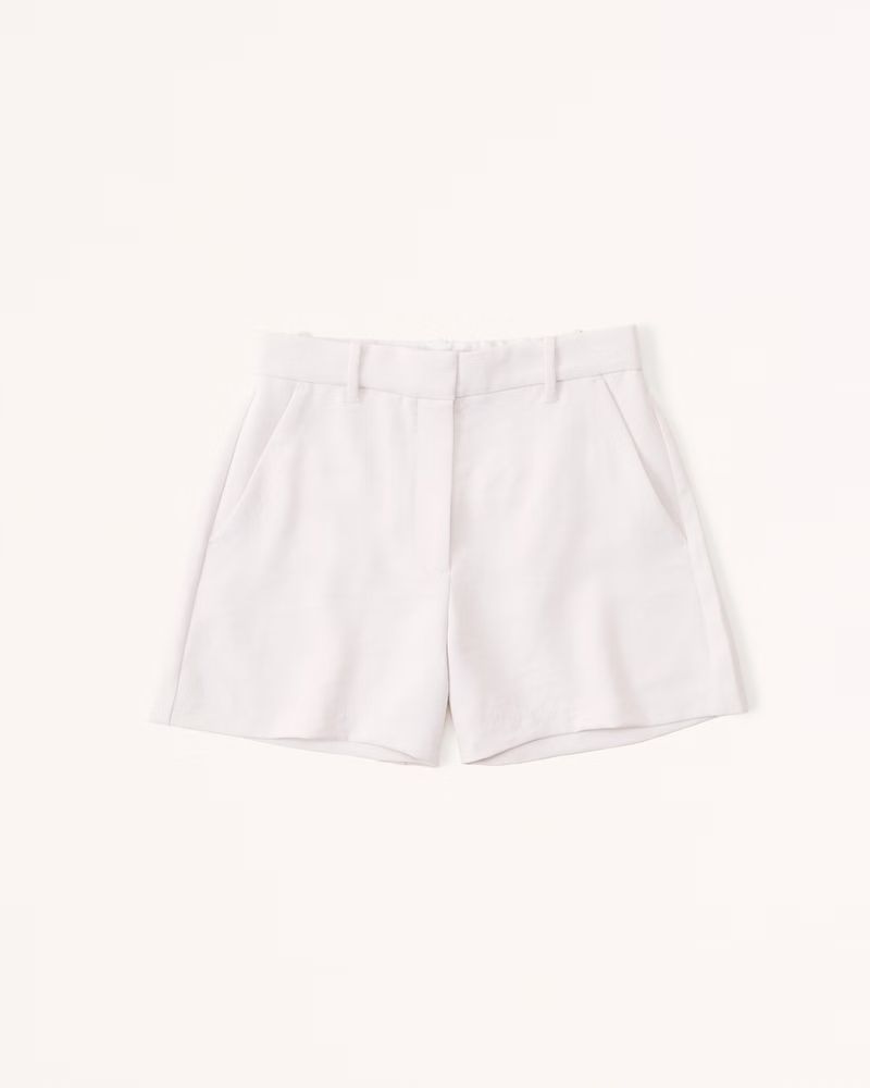 High Rise Flat Front Premium Crepe Tailored Short | Abercrombie & Fitch (US)