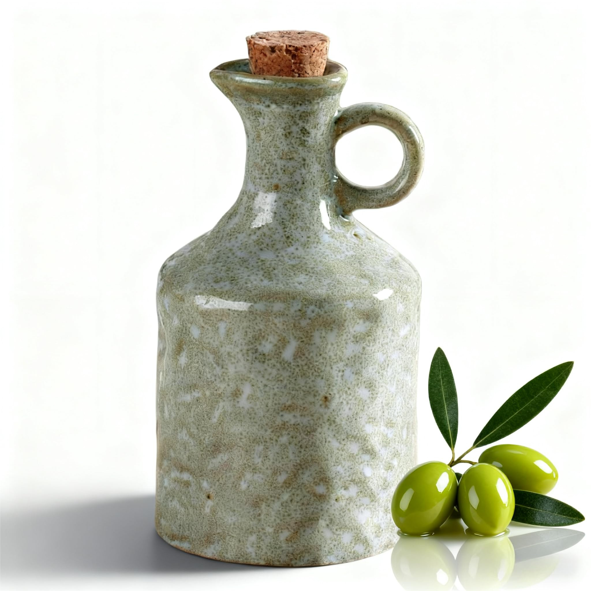 Ceramic Olive Oil Dispenser with Cork Stopper, Reactive Glaze Texture Oil Bottle, Leak - Proof Sm... | Amazon (US)