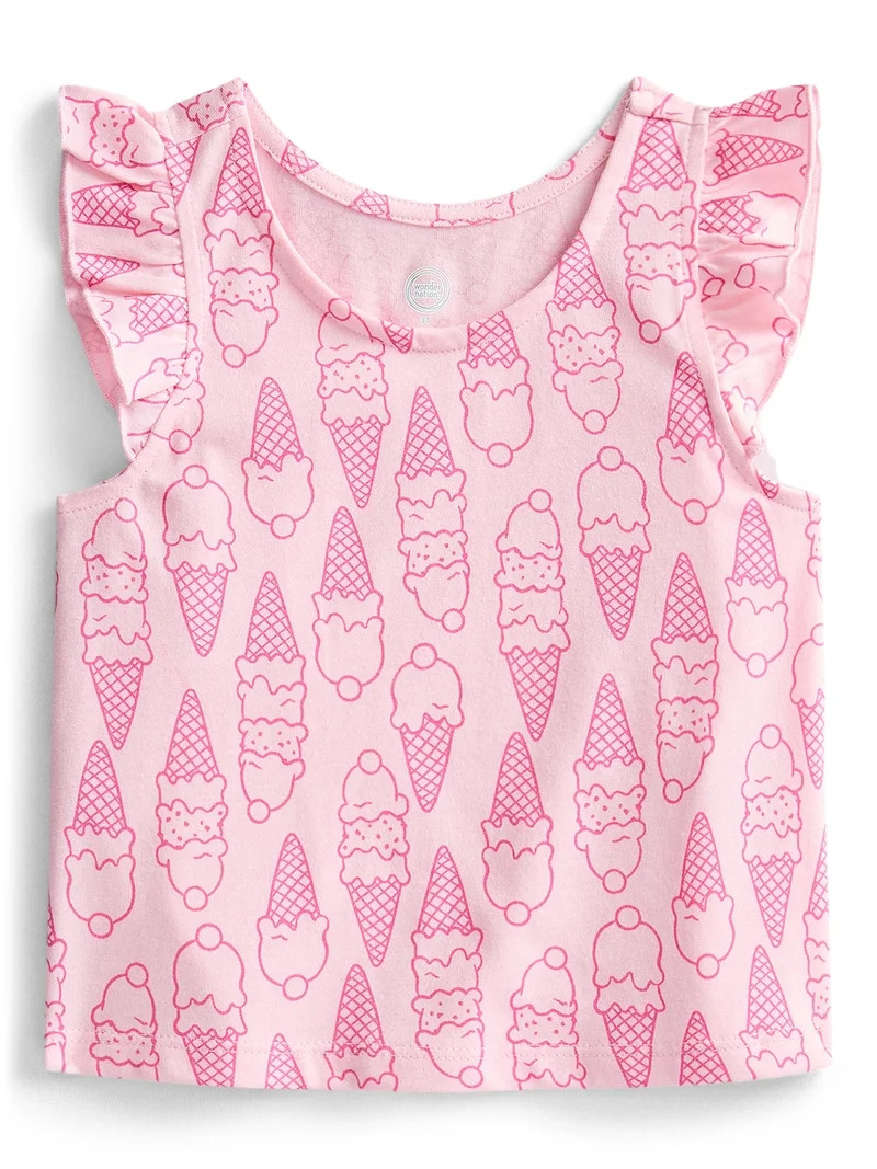 Wonder Nation Toddler Girls Printed Tank Top with Ruffle Sleeves, Sizes 18M–5T | Walmart (US)