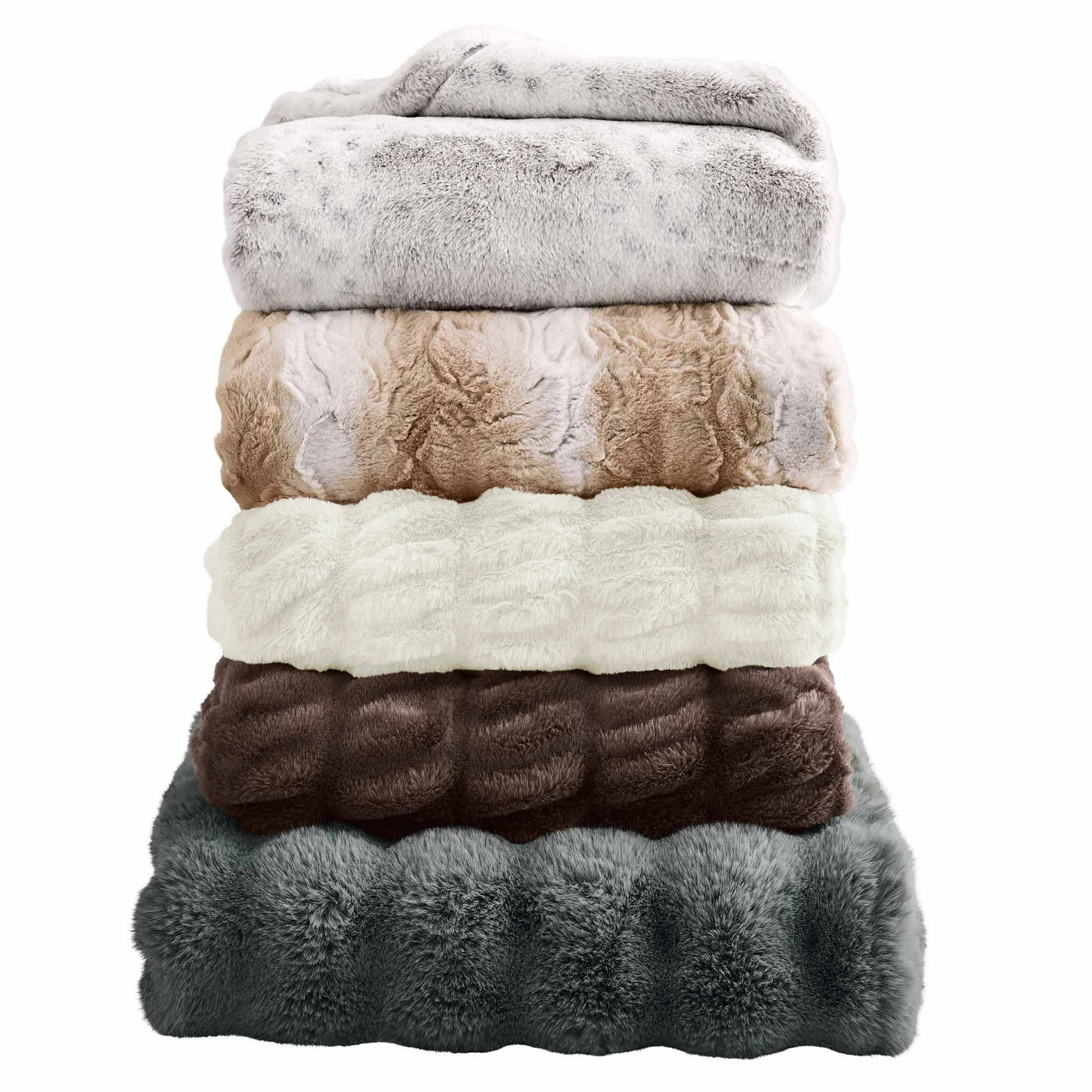 Better Homes & Gardens Ivory Ruched Faux Fur Throw, 50" x 72", Adult/Teen | Walmart (US)