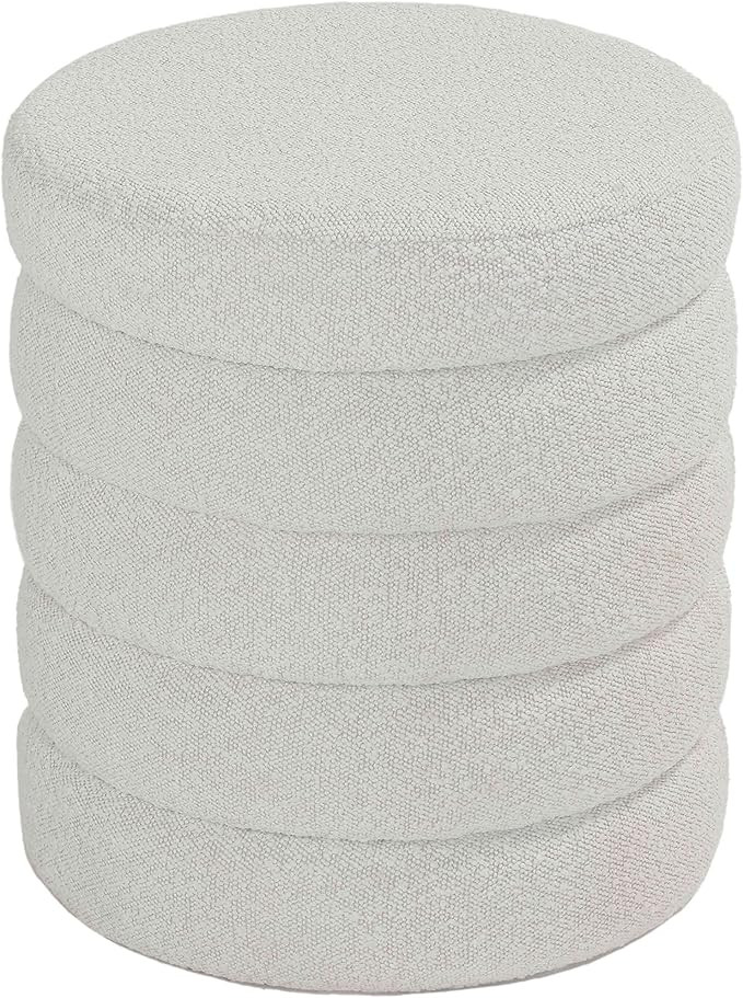 Cortesi Home Morcant Cylindrical Storage Ottoman, Light Grey | Amazon (US)