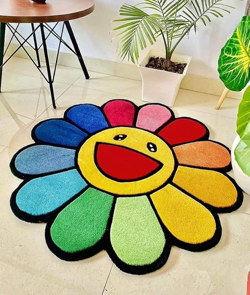 Takashi Murakami Tufting Rug | Colorful Flower Rug | Smile |Handmade Tufting Wool Area Rug Perfec... | Amazon (US)