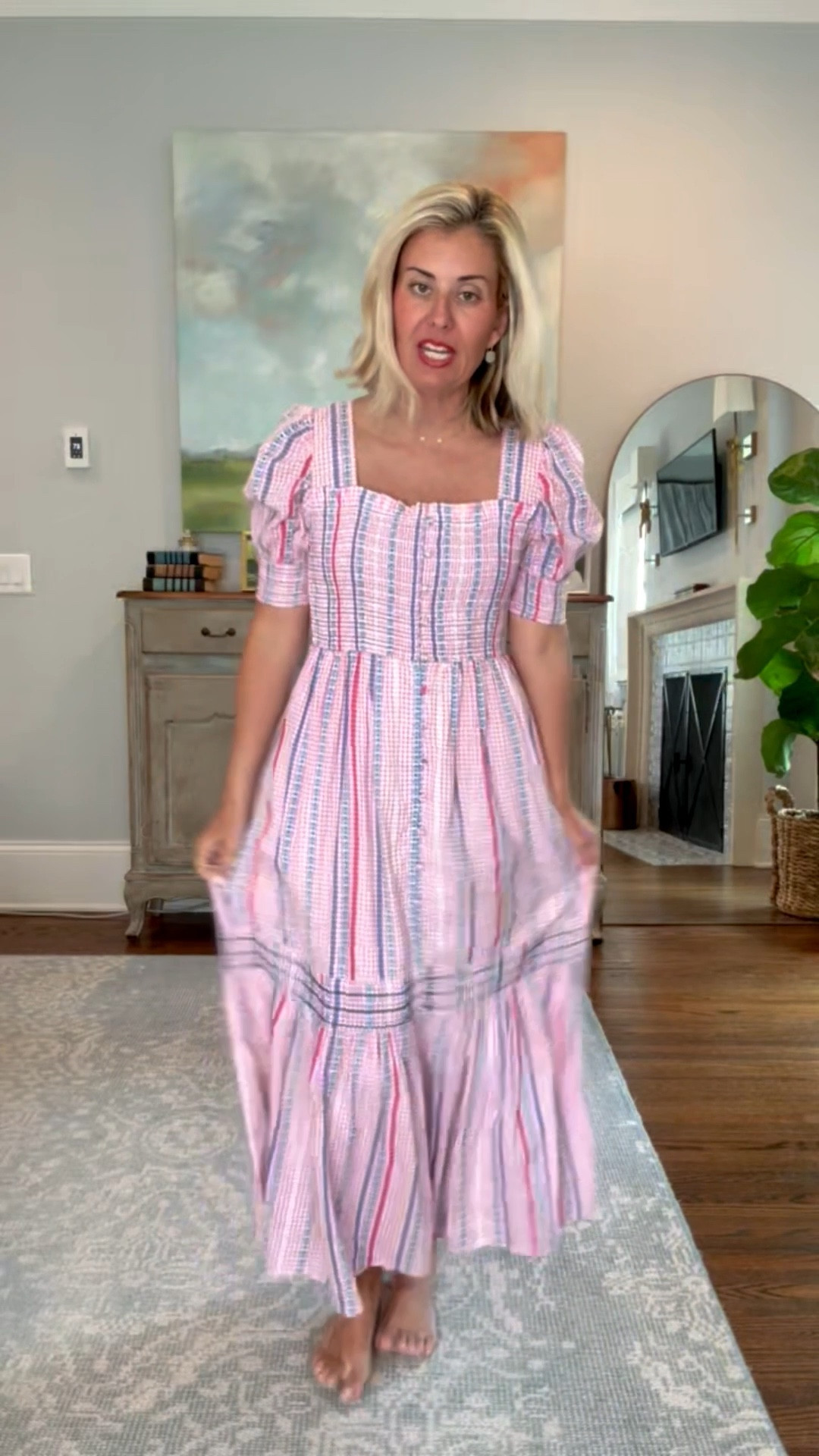 Oh my word….. pinks & blues, the square neck, the puff sleeves, the buttons on this one are gorgeous! We are styling this one all the ways! 
Dress - small
Heels & Boots  - 8 
Sandals - 38

#anthropartner
@Anthropologie 

#LTKmomlife #LTKgrwm #LTKootd