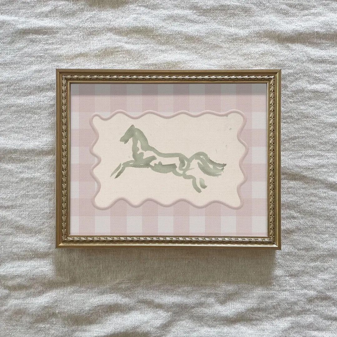 Vintage Horse Printable Art- Dusty Pink & Sage Green, Printable Wall Decor, Set of Three, Nursery... | Etsy (US)