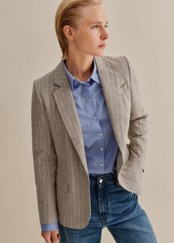 Italian Pinstripe Boyfriend Blazer | ME+EM US