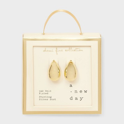 14k Gold Plated Puffed Teardrop Post Earrings - A New Day™ Gold | Target