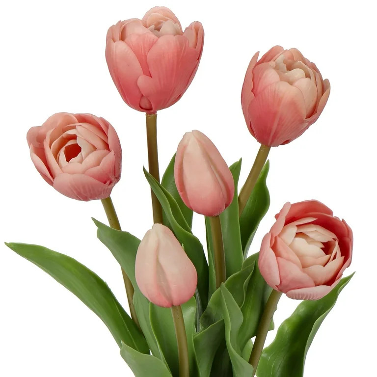 6 Pcs Pink Tulips Artificial Flowers Real Touch Fake Latex Tulips Flowers for Mother's Day 14" Fa... | Walmart (US)
