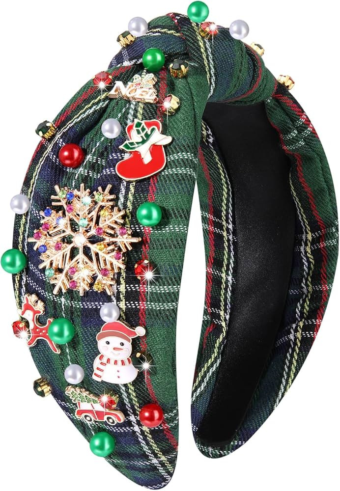 MOLOCH Christmas Headband for Women Christmas Tree Bow Snowflake Knotted Headband Jeweled Crystal... | Amazon (US)