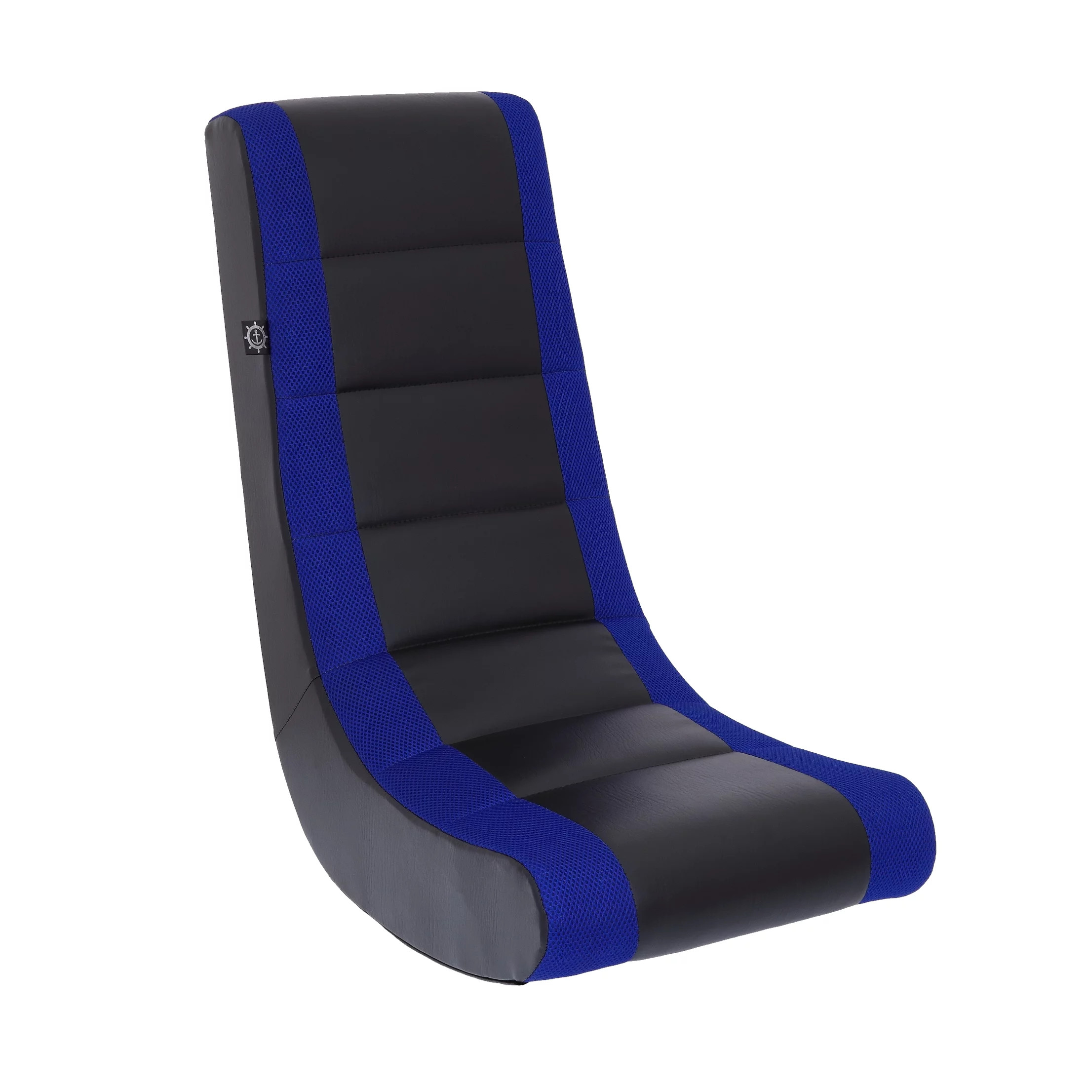 The Crew Furniture Classic Video Rocker Gaming Chair Faux Leather Mesh Black/Blue - Walmart.com | Walmart (US)