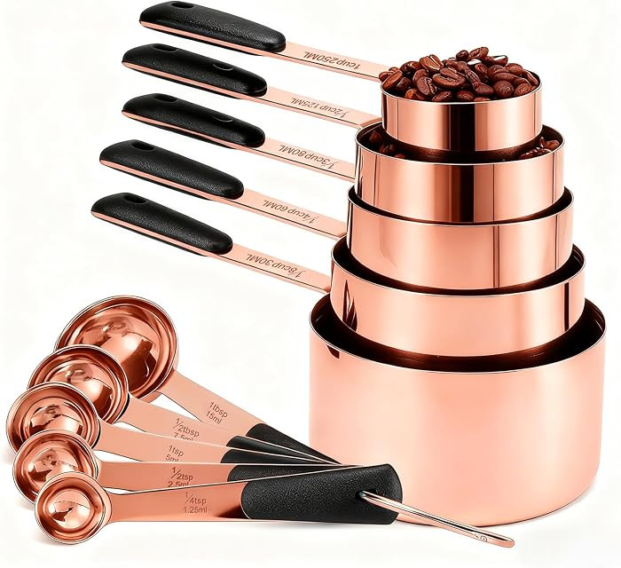 10-Pcs Stainless Steel Measuring Cups & Spoons Set, Rose Gold | Amazon (US)