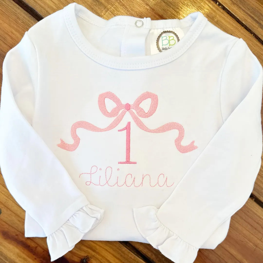 Sweet Monogram Birthday Bow Shirt, Toddler Girl Birthday Outfit, Bow Birthday Bodysuit, Monogram ... | Etsy (US)