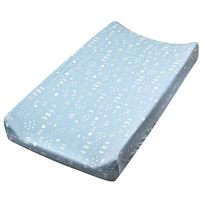HonestBaby Organic Cotton Changing Pad Cover, Pattern Play Light Blue, One Size | Amazon (US)