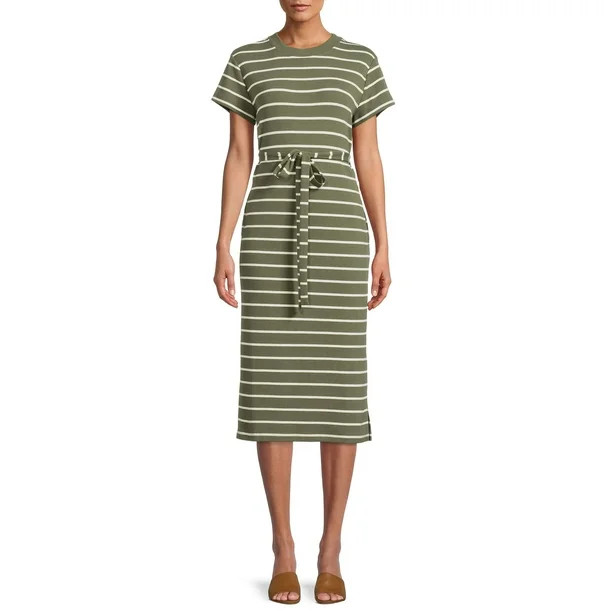 Time And Tru Women`s Knit Midi Dress with Belt - Walmart.com | Walmart (US)