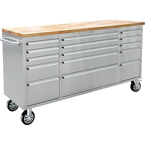 61 inch Tool Chest, Tool Box Mobile 9 Drawers Storage Rolling Cabinet with Wheels Lock Key Lockin... | Amazon (US)