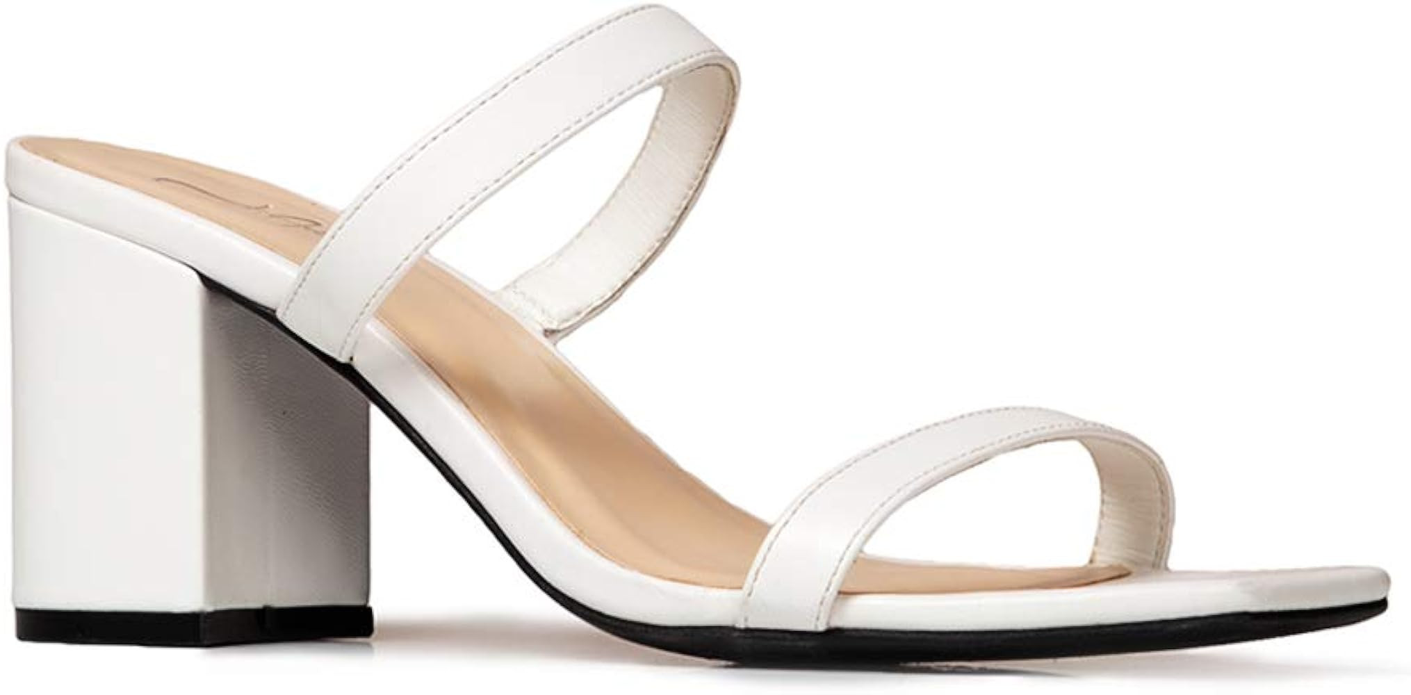 J. Adams Stormi Mules for Women - Square Toe Double Band Low Block Heel Sandals | Amazon (US)