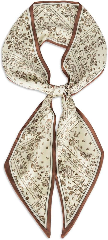 Relang Satin Scarf Mulberry Silk Printed Head Wrap Hair Band 7"" x 59"" | Amazon (US)