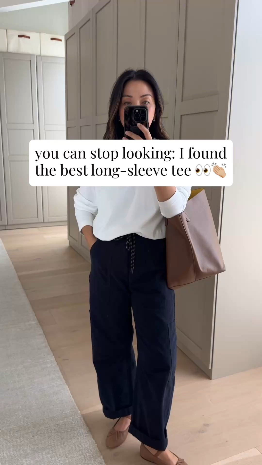 The most perfect long sleeve tee. I don’t own many long sleeve tees but this one is incredible! The drape, the fit 😮‍💨. Wearing a size small and it’s roomy. Could go more tts. Navy cargos now come in petite. I’m wearing regular but I’d prefer the petite

Aritzia tee small
Pistola cargos regular 26
Loeffler Randall flats 5.5
Mansur Gavriel tote - color
Is old
Le Specs sunglasses
Electric Picks earrings
Dorsey James necklace 15”

#LTKPetite #LTKOver40 #LTKootd