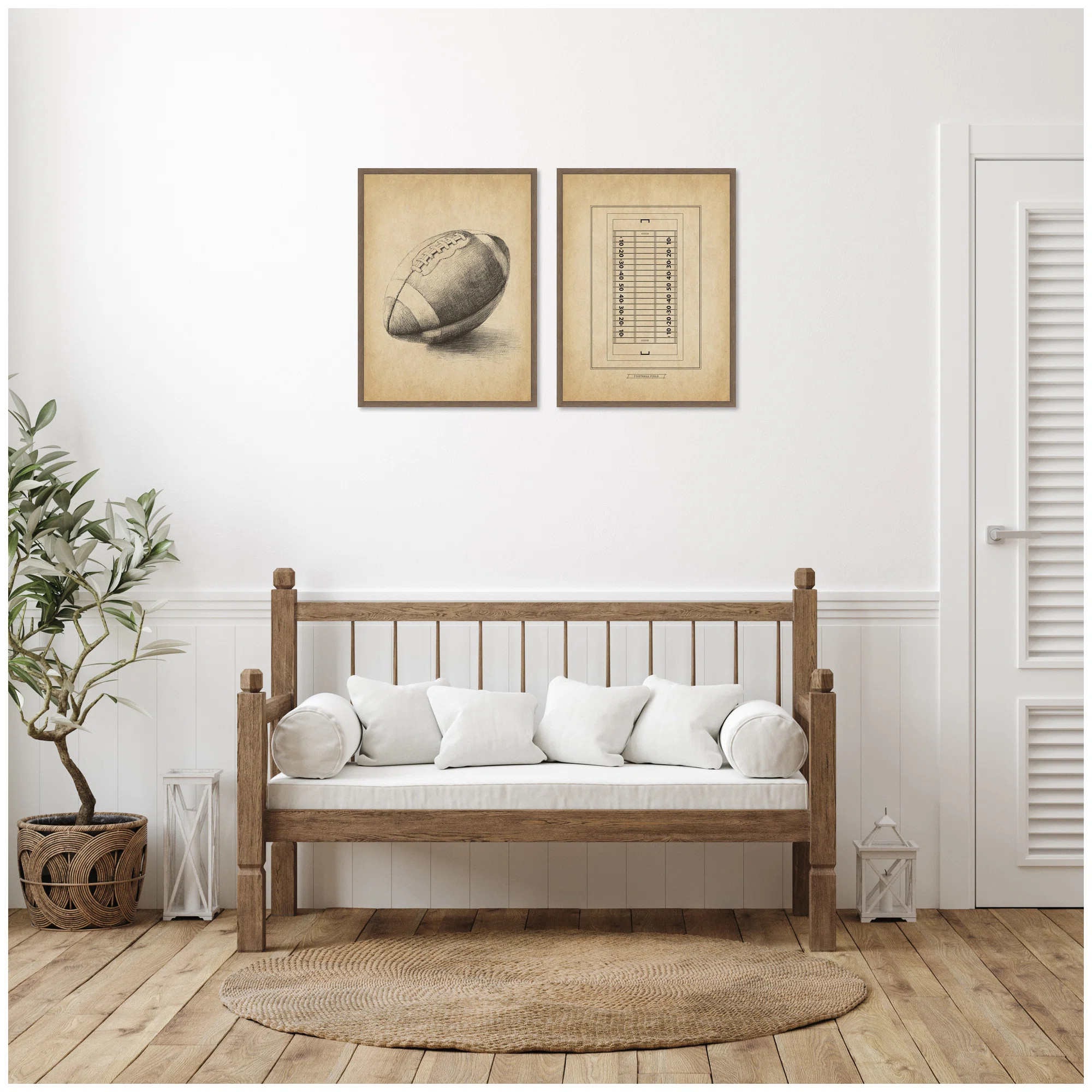 Antique Football 2 Piece Framed Canvas Wall Art Set by Lettie | Wayfair North America