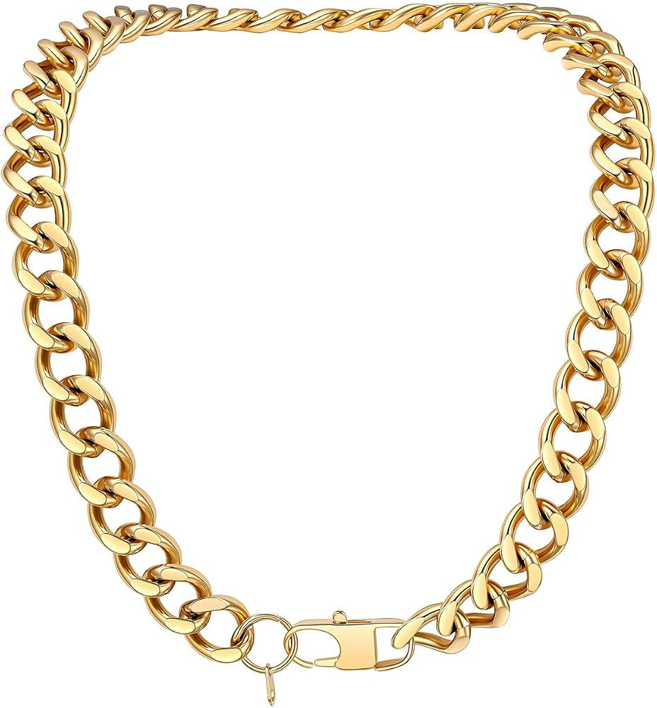 PROSTEEL Chunky Cuban Link Chain for women 14K Gold/Stainless Steel Necklace Thick Trendy Stateme... | Amazon (US)