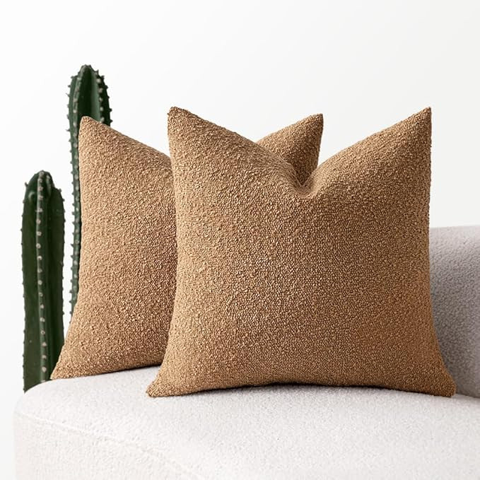 MIULEE 20x20 Inch Decorative Pillow Covers for Couch Bed Set of 2 Textured Boucle Neutral Throw P... | Amazon (US)