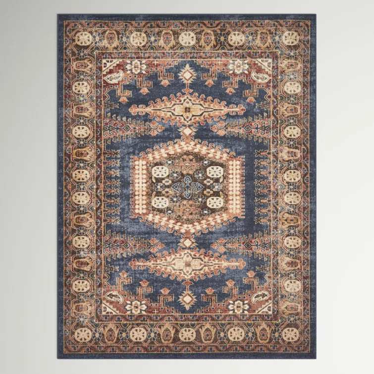 Vern Area Rug in Dark Blue/Brown | Wayfair North America