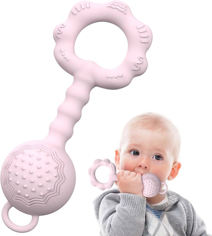 Teething Toys for Babies 6-12 Months, Baby Rattles 0-6 Months, 2-in-1 Rattle and Teether Toy for ... | Amazon (US)