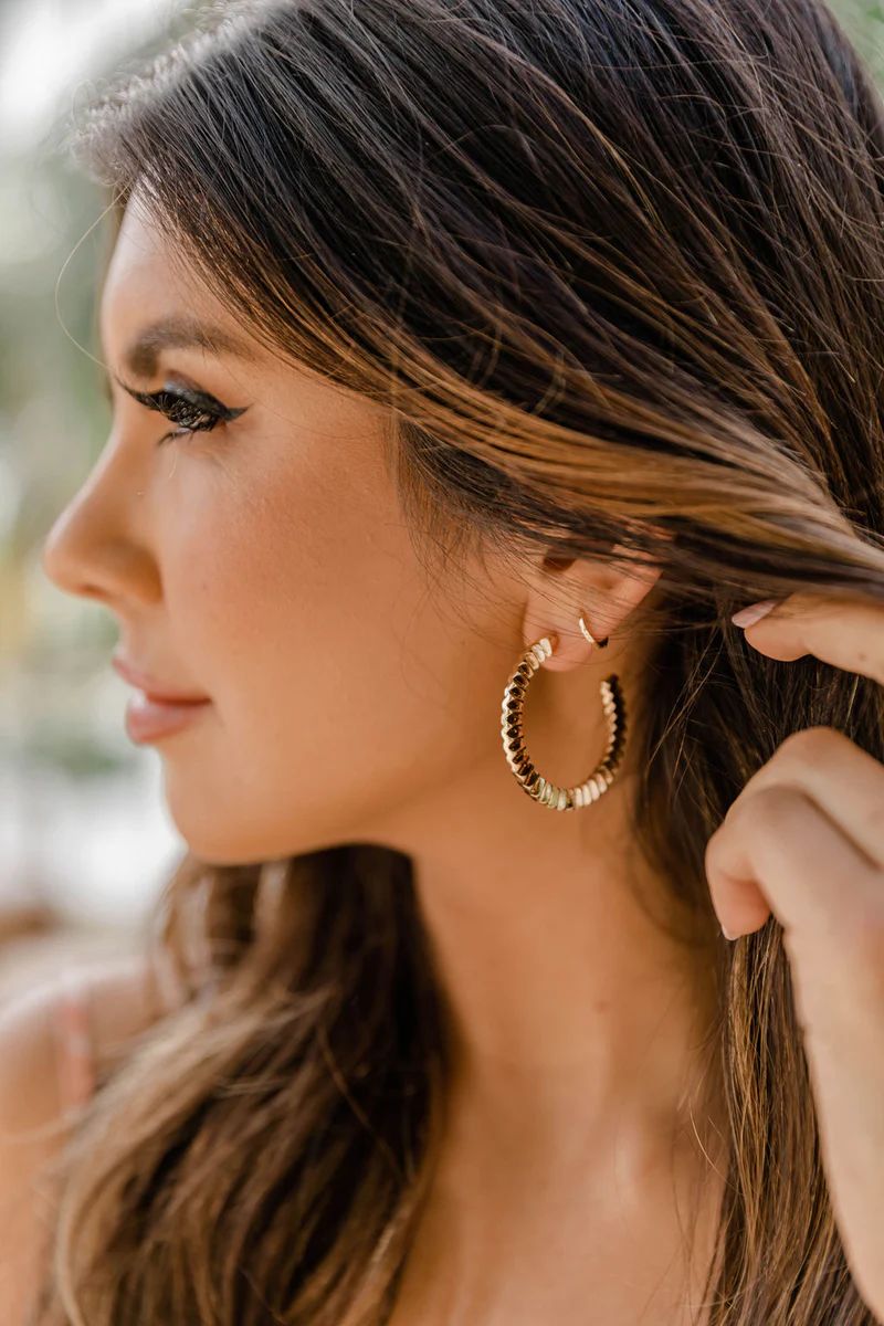 Southern Coast Gold Hoops | Pink Lily