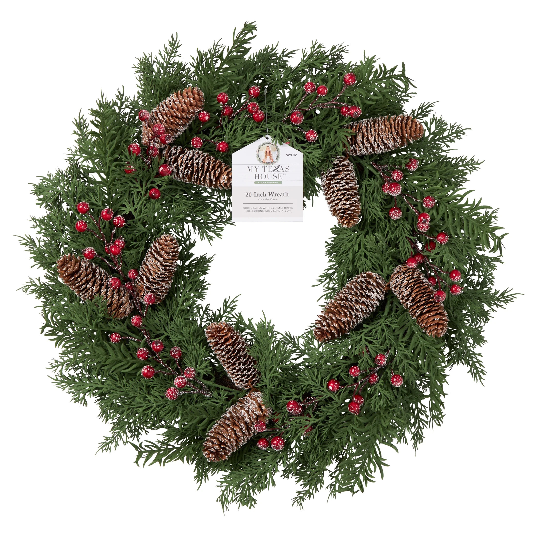My Texas House Red Berry Wreath, 20"x20" | Walmart (US)