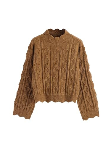 CIDER Tractor Textured High Neck Sweater: Ginger, M | Amazon (US)