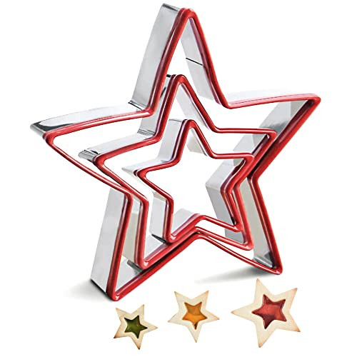 Star Cookie Cutters Set of 3, Stainless Steel Star Shape Cutters for Sandwich Biscuit Fondant Cake Cheese | Amazon (US)