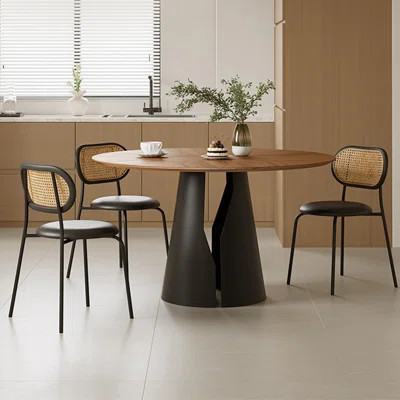 Modern Minimalist Brown Round Dining Table Round Dining Set | Wayfair North America