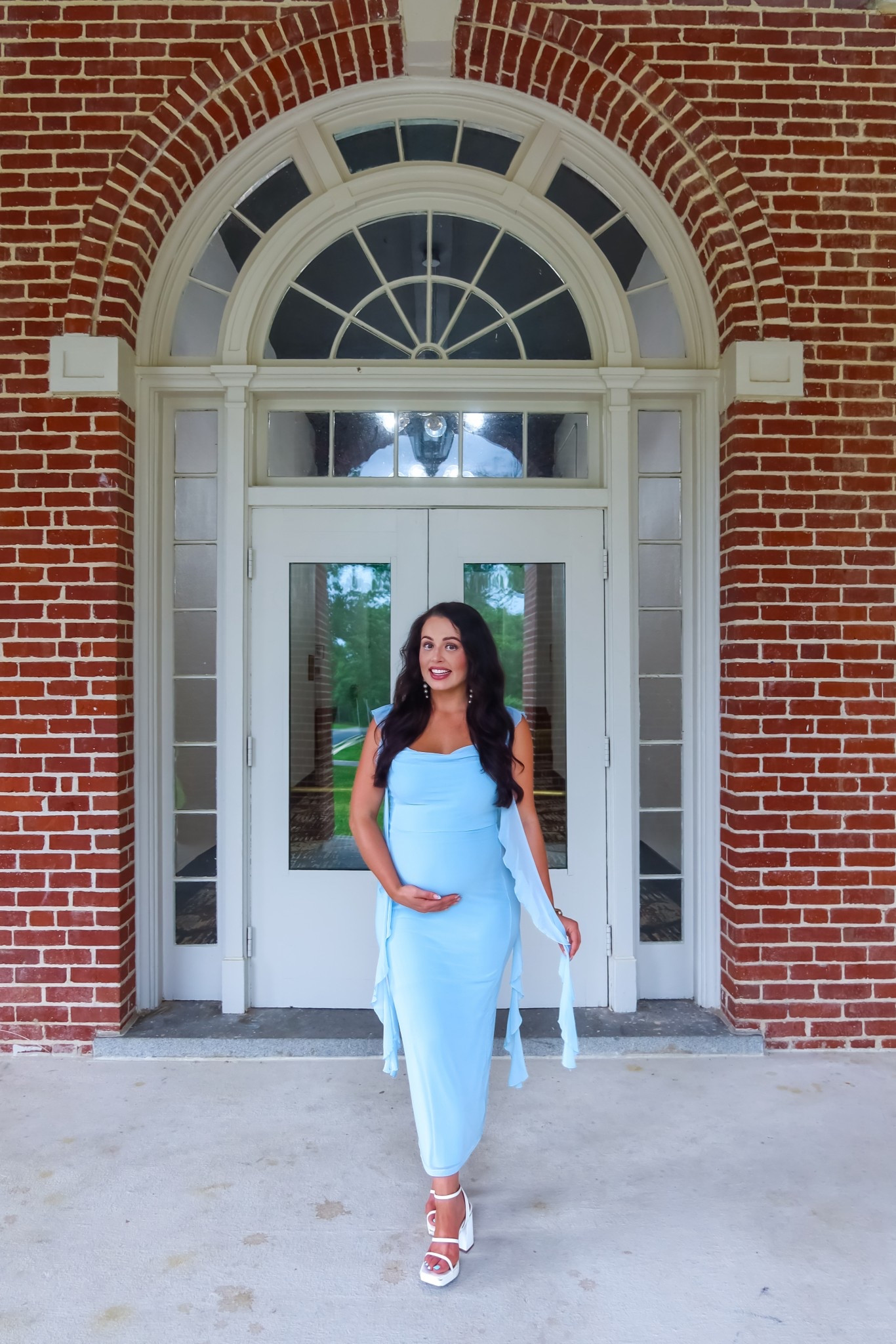 Under $60 blue Amazon formal maxi dress (sized up to a medium for the bump, 5+ colors) 28 weeks pregnant #founditonamazon

#LTKBump #LTKWedding #LTKFindsUnder100