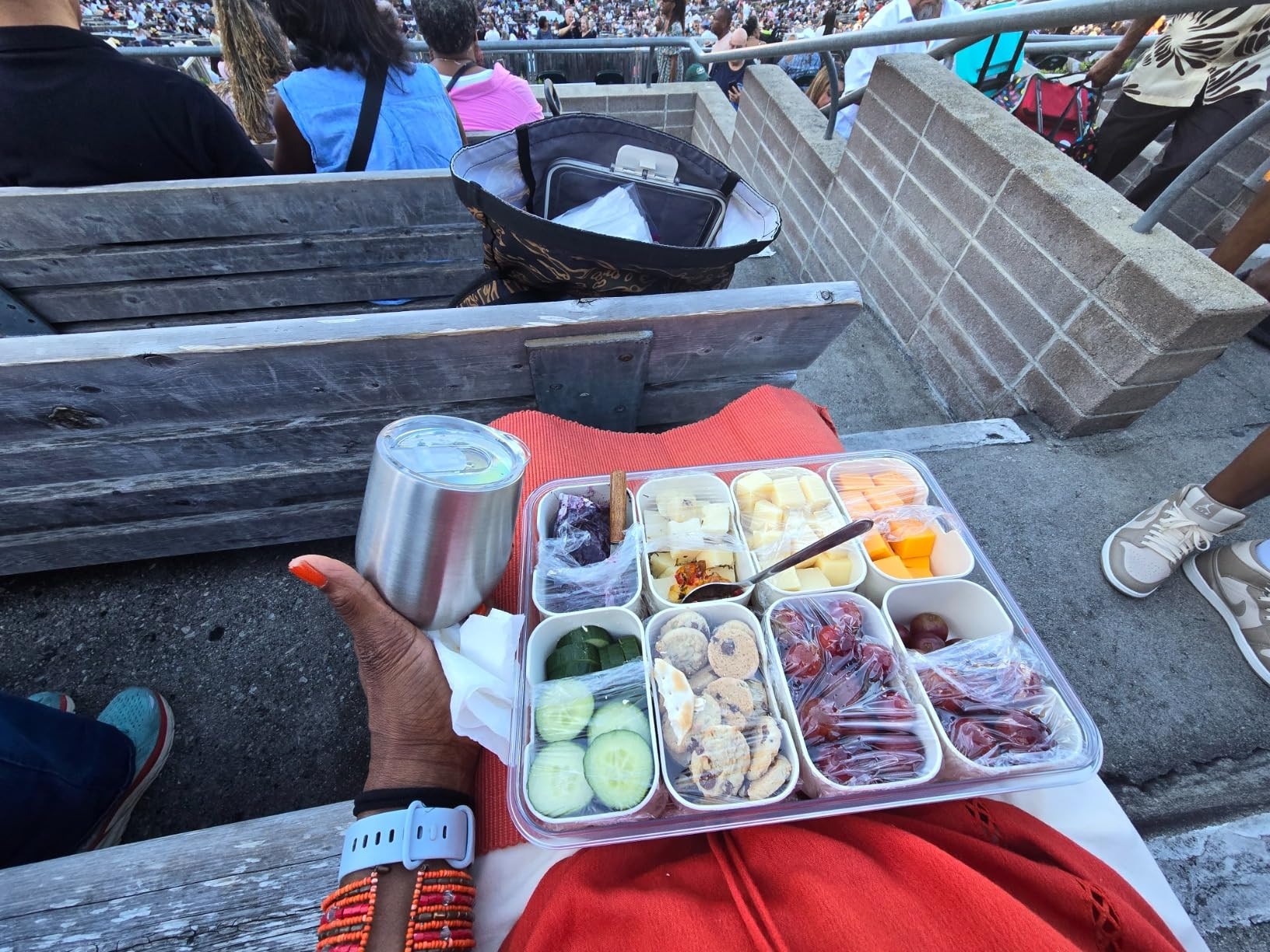 Portable Snackle Box Container - Divided Serving Tray with Lid and Handle, Clear Snack Box Organi... | Amazon (US)