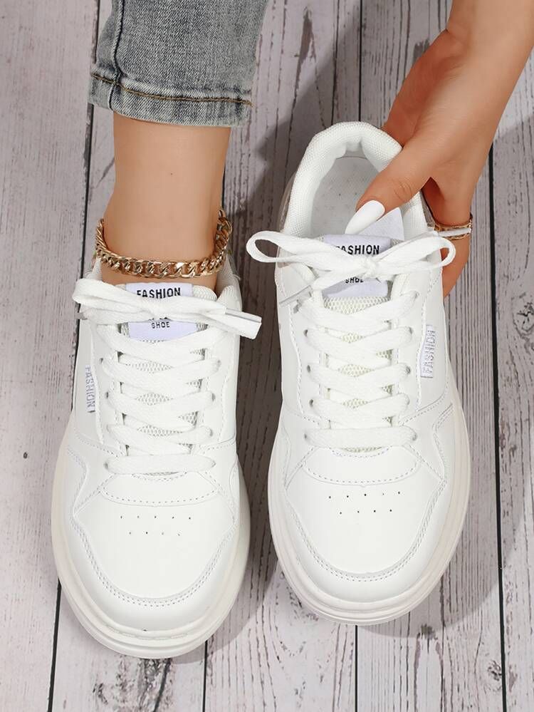 Letter Patch Lace-up Front Skate Shoes | SHEIN