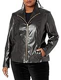 Cole Haan Signature Women's Plus Size Faux Leather Jacket, Black, 1X | Amazon (US)