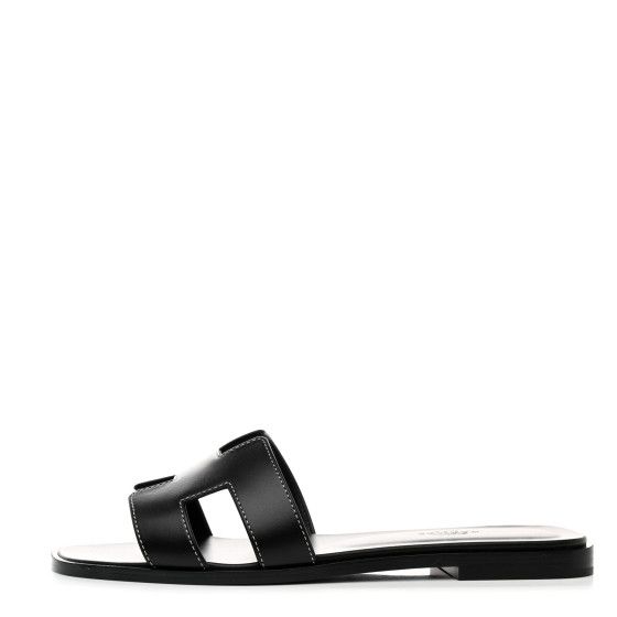 Box Calfskin Oran Sandals 37.5 Black | FASHIONPHILE (US)