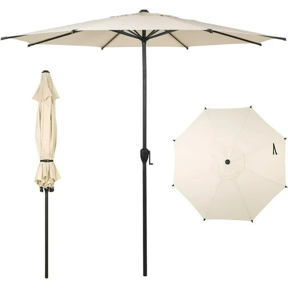 Abba Patio 9ft Outdoor Patio Umbrella w/ Push-up Tilt & Crank, 8 Ribs, Sand | Walmart (US)