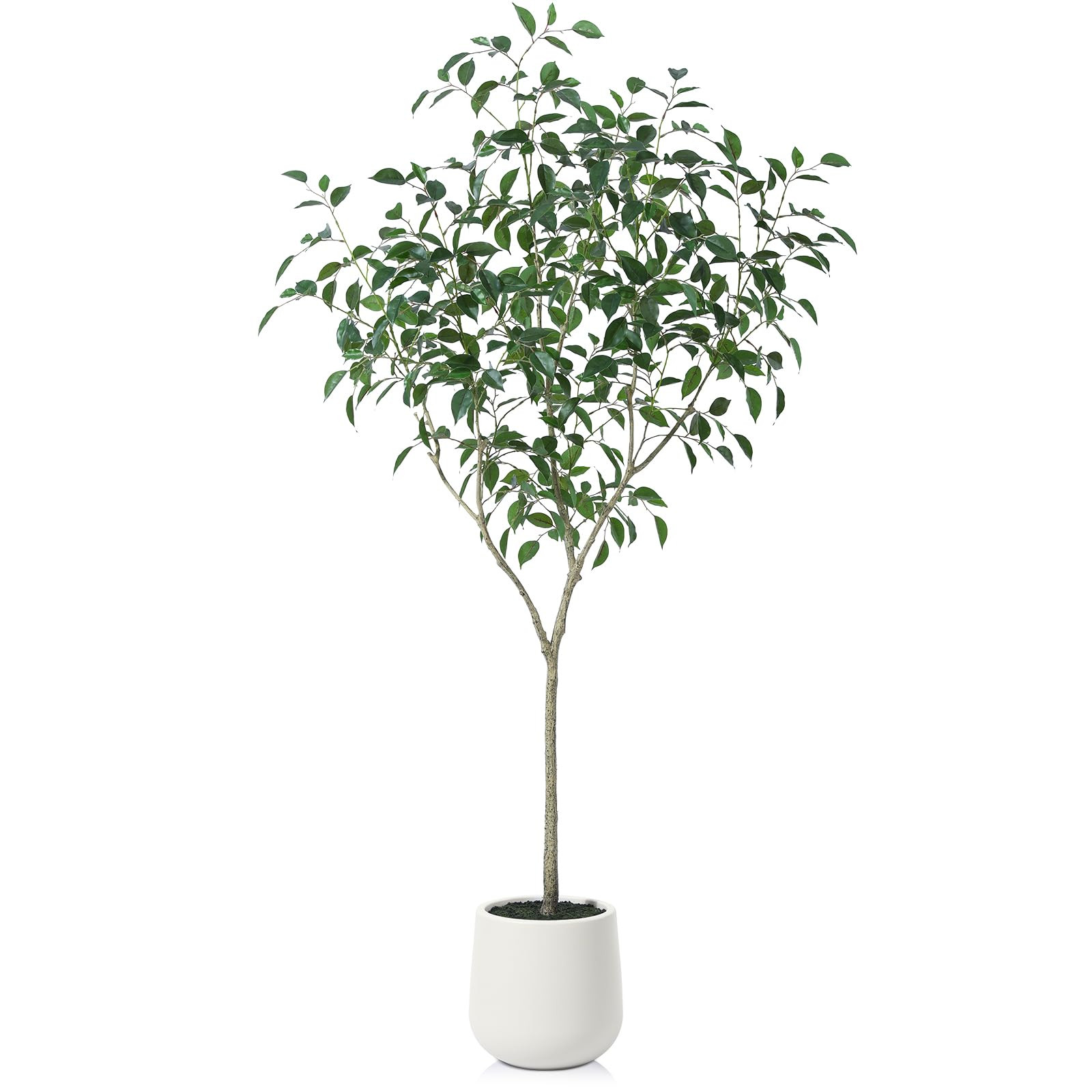 Artificial Ficus Tree, 6FT Fake Plastic Plants for Indoor, Faux Ficus Tree with White Planter, Ta... | Amazon (US)