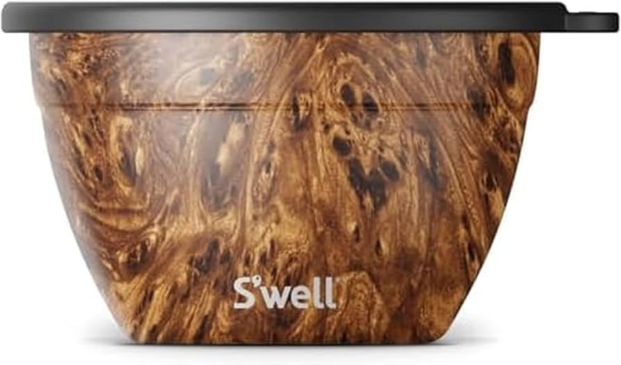 S’well Stainless Steel 64oz Salad Bowl Kit, Teakwood Finish, Includes 2oz Condiment Container a... | Amazon (US)