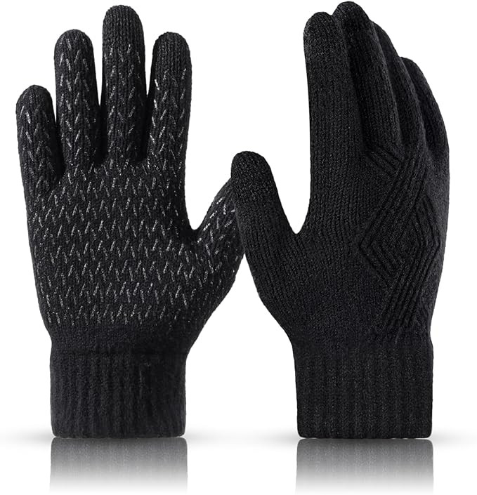 Achiou Winter Gloves for Men Women, Thicken Touch Screen Gloves, Dual-Layer Knit Lining Warm Glov... | Amazon (US)