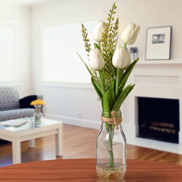 White Tulips Centerpieces in Glass Vase: modern | Wayfair North America
