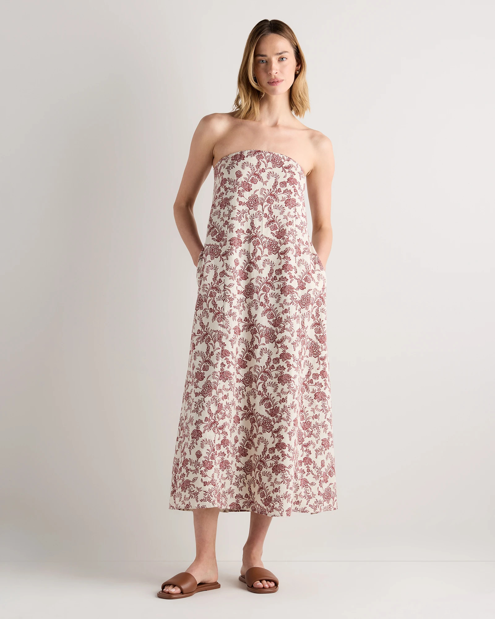 100% European Linen Strapless Maxi Dress in Flax | Quince