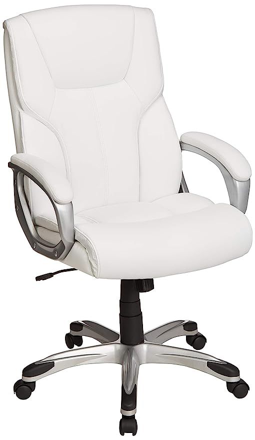 AmazonBasics High-Back Executive Swivel Chair - White with Pewter Finish | Amazon (US)