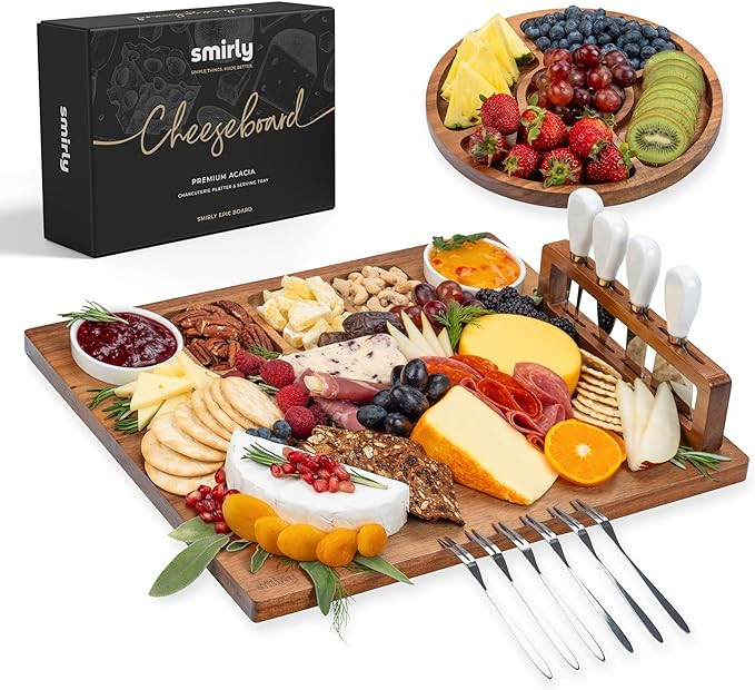SMIRLY Charcuterie Boards Gift Set: Charcuterie Board Set, Bamboo Cheese Board Set - House Warmin... | Amazon (US)