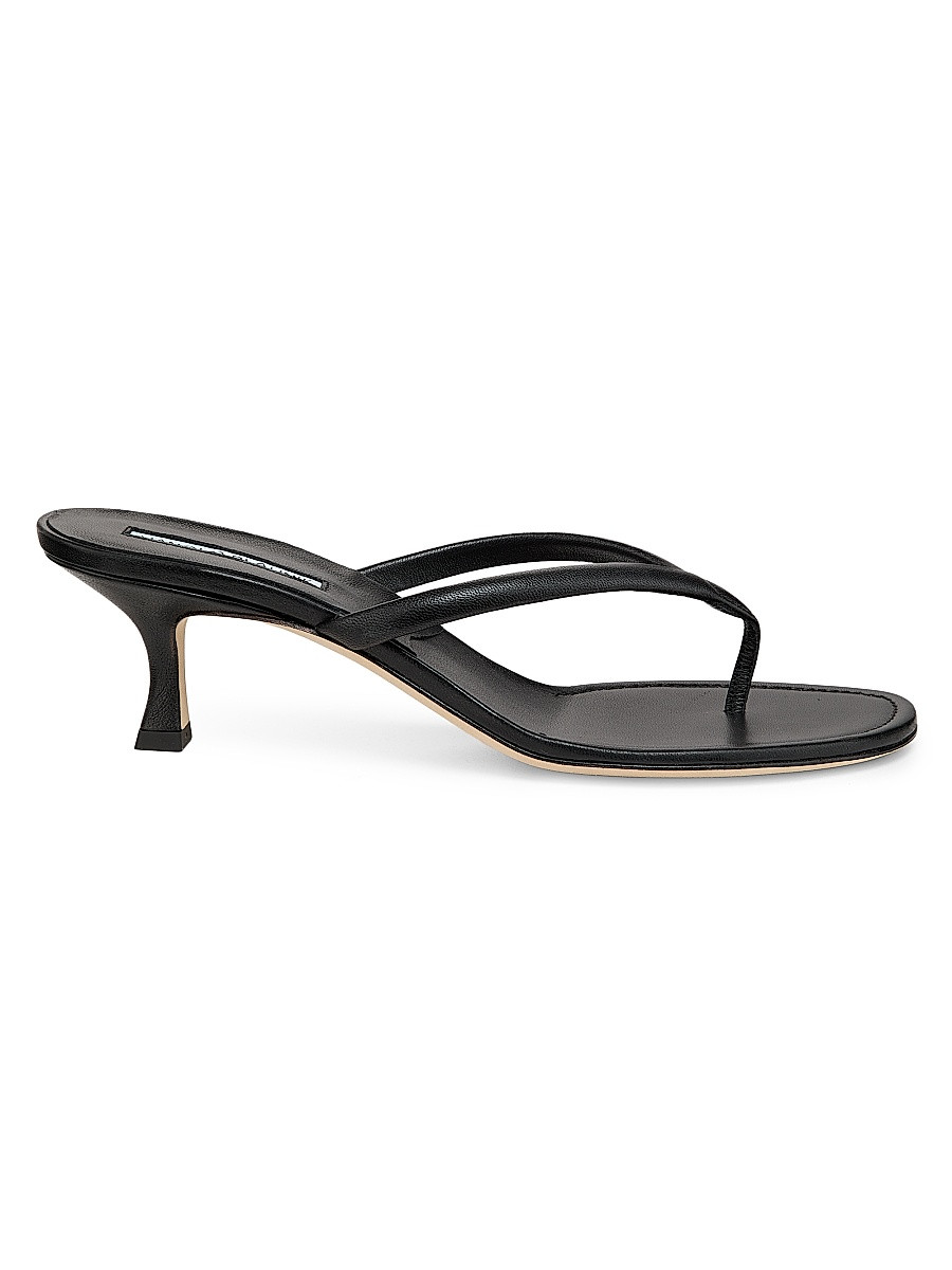 Women's Paterno 50MM Leather Thong Sandals - Black - Size 10.5 | Saks Fifth Avenue
