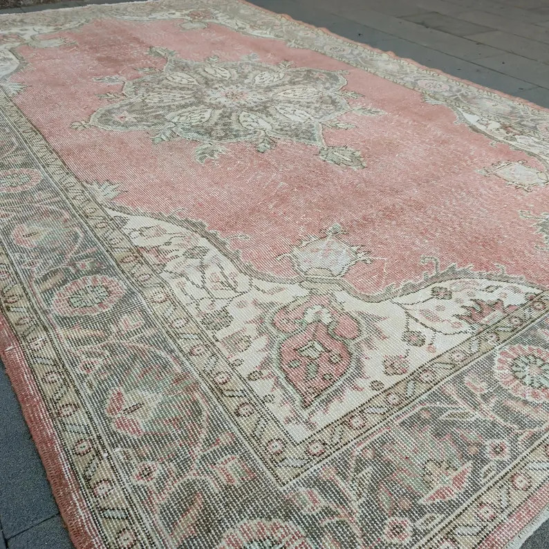 Oversized 6x10 Turkish Rug: 6.07 X 10.14 Ft, Salon Rug Faded Pastel Handmade Wool - Etsy | Etsy (US)