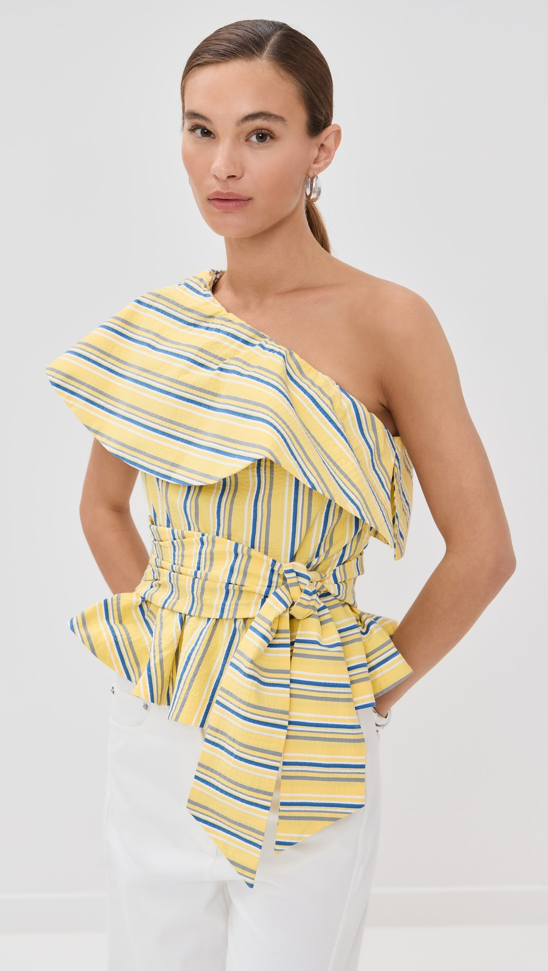 Stella Jean One Shoulder Striped Top | Shopbop | Shopbop