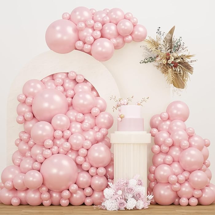 JZCZOEB Pearl Pink Double Stuffed Balloons Different Size 115Pcs 5/10/12/18 Inch Pearl Light Pink... | Amazon (US)