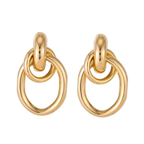 Chunky Gold Knot Earrings for Women Geometric Drop Dangle Statement Earrings Trendy Link Earring Bulk Jewelry | Amazon (US)