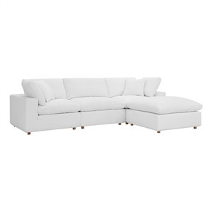 Modway Commix 4-Piece Fabric Down Filled Sectional Sofa Set in Pure White | Homesquare